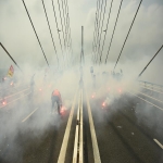 Action des cheminots sur le pont de Normandie le 12 juin 2018 photo n19 
