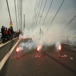 Action des cheminots sur le pont de Normandie le 12 juin 2018 photo n20 